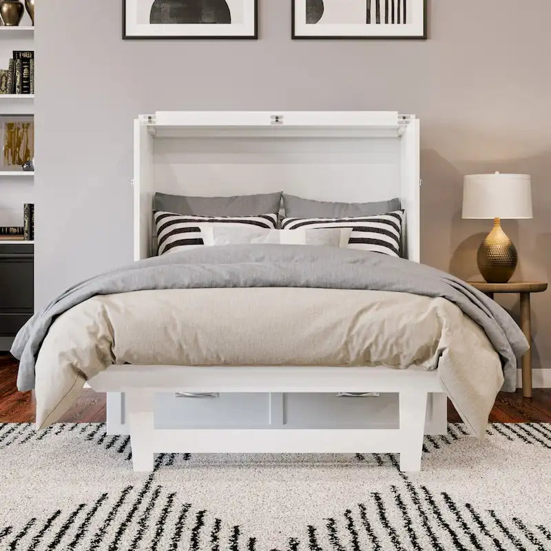 Letto a scomparsa Twin XL con materasso in bianco