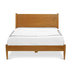Letto Queen Size con Piattaforma in Legno Massello Stile Mid-Century