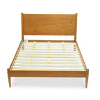 Letto Queen Size con Piattaforma in Legno Massello Stile Mid-Century