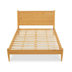Letto Queen Size con Piattaforma in Legno Massello Stile Mid-Century