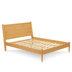 Letto Queen Size con Piattaforma in Legno Massello Stile Mid-Century
