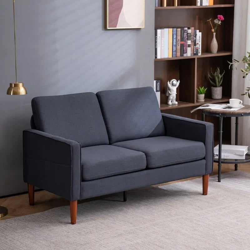 Divanetto in lino con gambe in legno massello