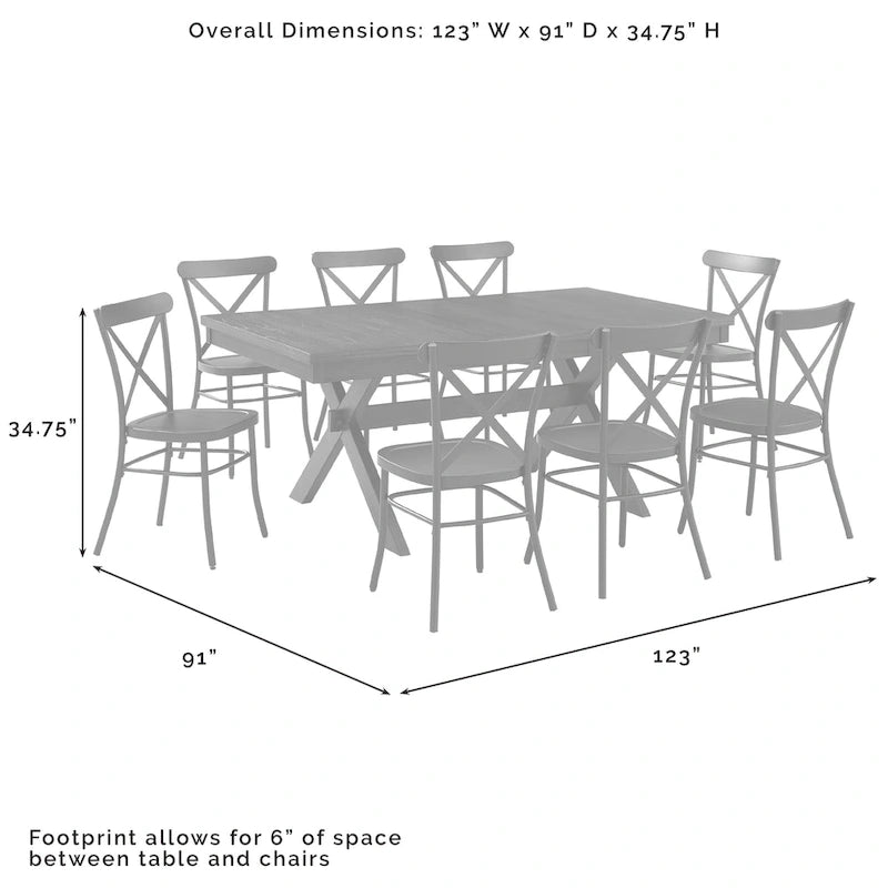 Set da pranzo di 9 pezzi con sedie