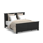 Letto matrimoniale King in legno nero, due comodini e cassettiera