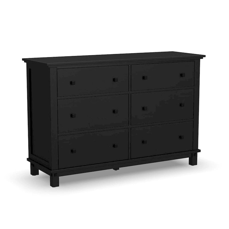 Letto matrimoniale King in legno nero, due comodini e cassettiera
