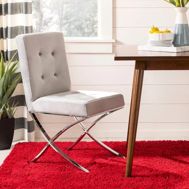 Sedia laterale Glam trapuntata cromata nera