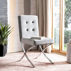 Sedia laterale Glam trapuntata cromata nera