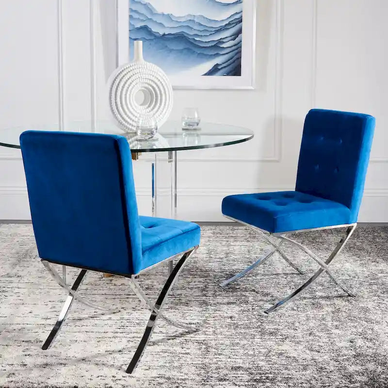 Sedia laterale Glam trapuntata cromata nera