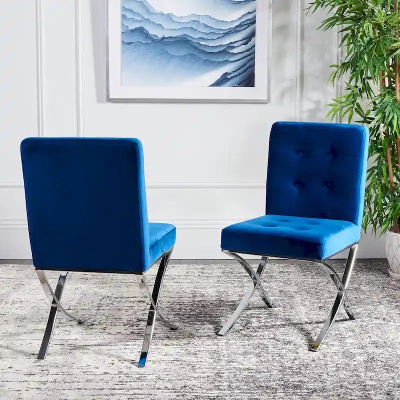 Sedia laterale Glam trapuntata cromata nera