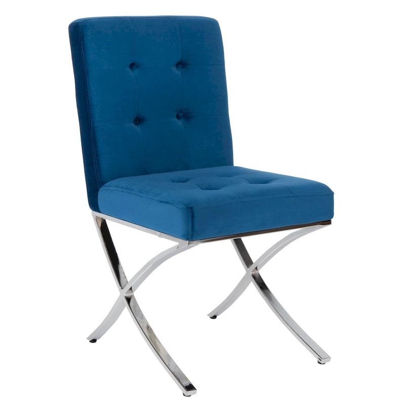 Sedia laterale Glam trapuntata cromata nera