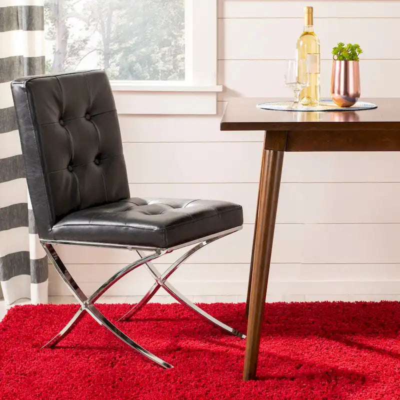 Sedia laterale Glam trapuntata cromata nera