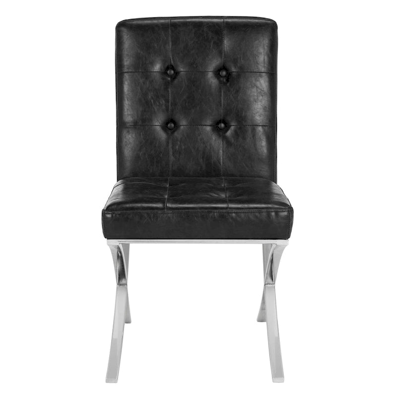 Sedia laterale Glam trapuntata cromata nera