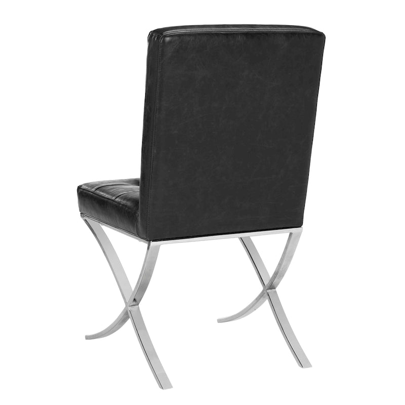 Sedia laterale Glam trapuntata cromata nera