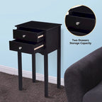Tavolino d'appoggio Tavolo d'accento con 2 cassetti - Nero - 16,0 x 13,0 x 30,0 (L x P x A)