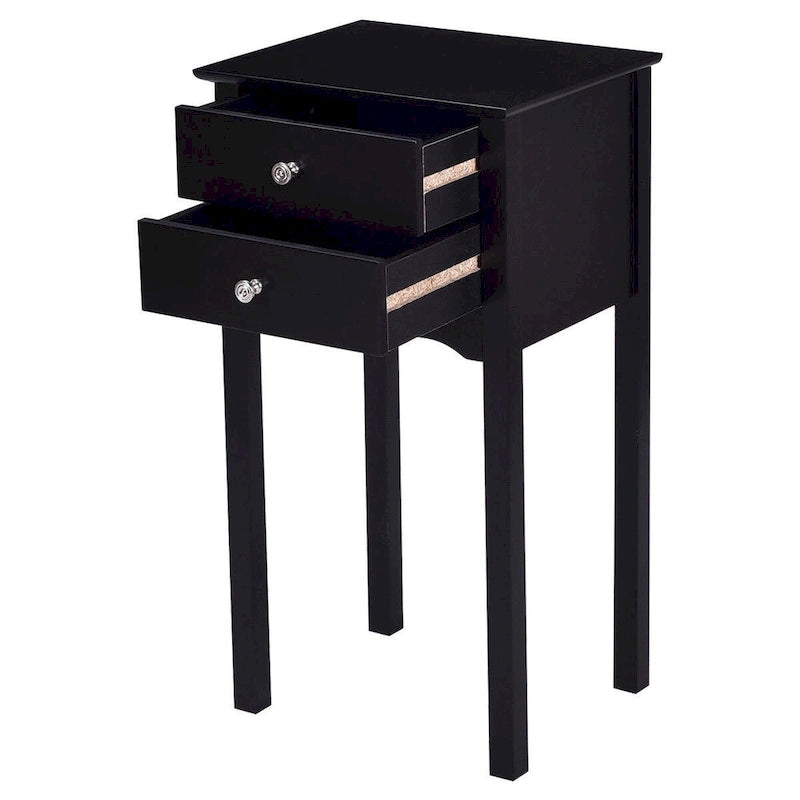 Tavolino d'appoggio Tavolo d'accento con 2 cassetti - Nero - 16,0 x 13,0 x 30,0 (L x P x A)
