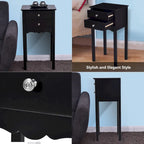 Tavolino d'appoggio Tavolo d'accento con 2 cassetti - Nero - 16,0 x 13,0 x 30,0 (L x P x A)