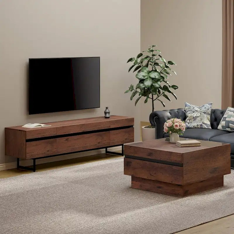 Set di 2 mobili moderni: porta TV e tavolino da caffè