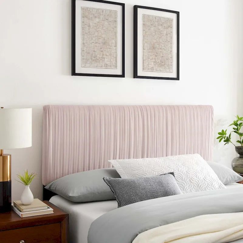 Testiera in velluto performante trapuntato a canali, per letto matrimoniale/queen size