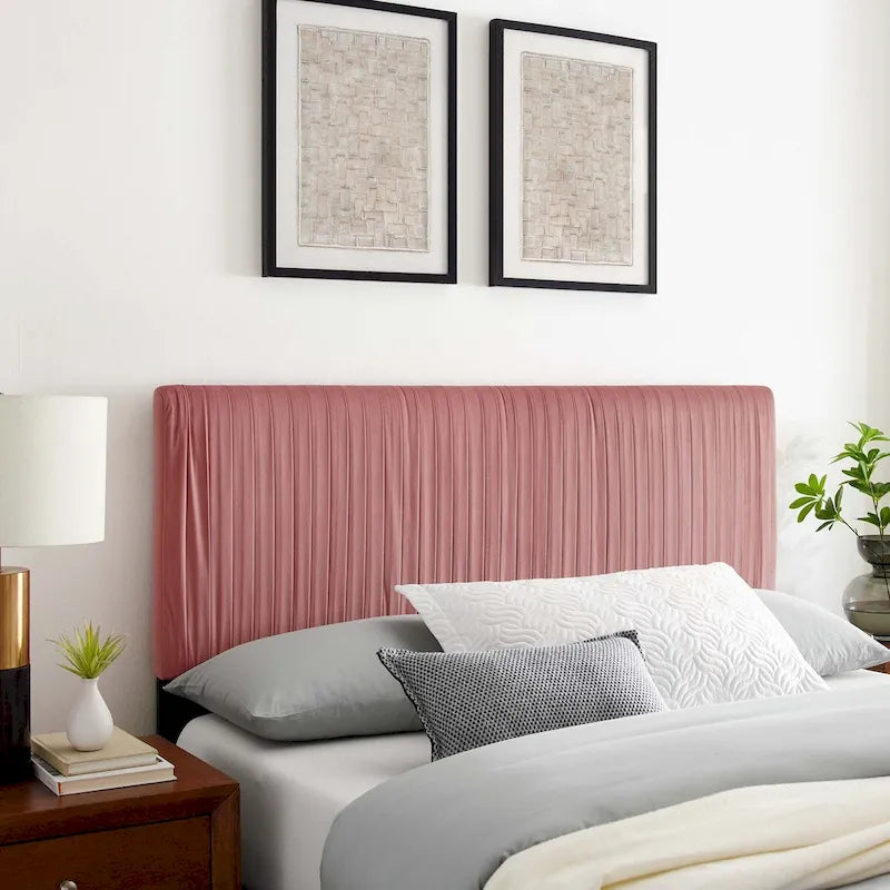 Testiera in velluto performante trapuntato a canali, per letto matrimoniale/queen size