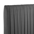 Testiera in velluto performante trapuntato a canali, per letto matrimoniale/queen size