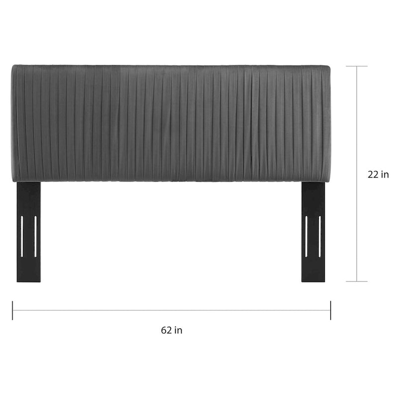 Testiera in velluto performante trapuntato a canali, per letto matrimoniale/queen size