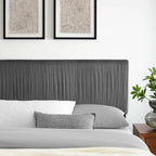 Testiera in velluto performante trapuntato a canali, per letto matrimoniale/queen size