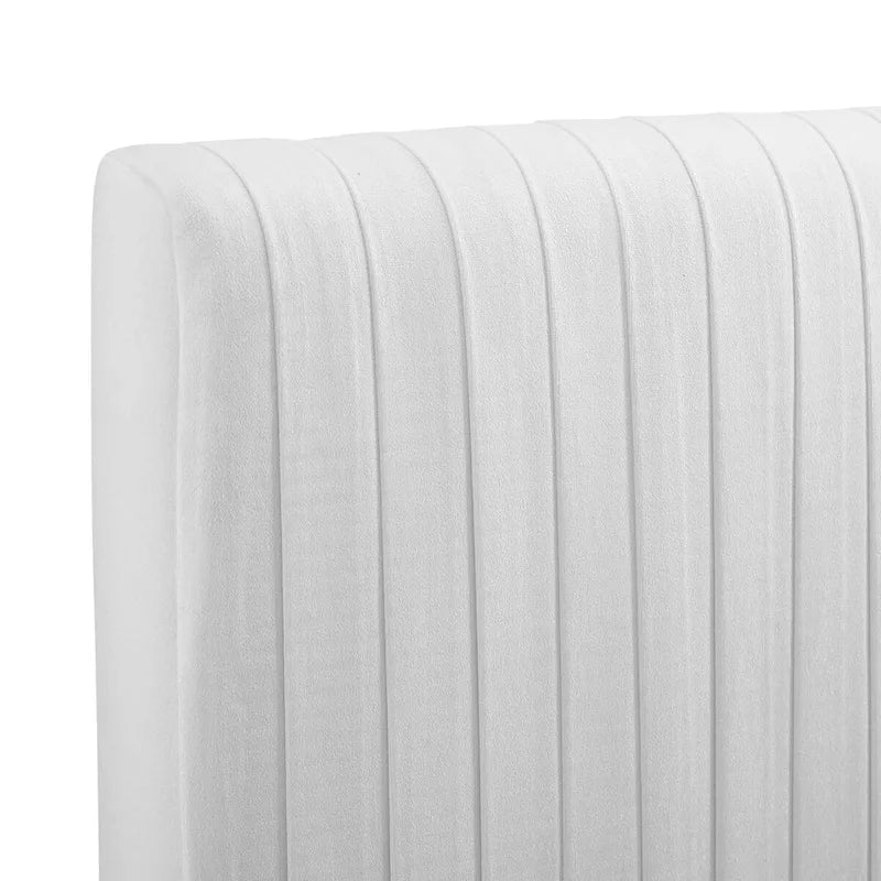 Testiera in velluto performante trapuntato a canali, per letto matrimoniale/queen size