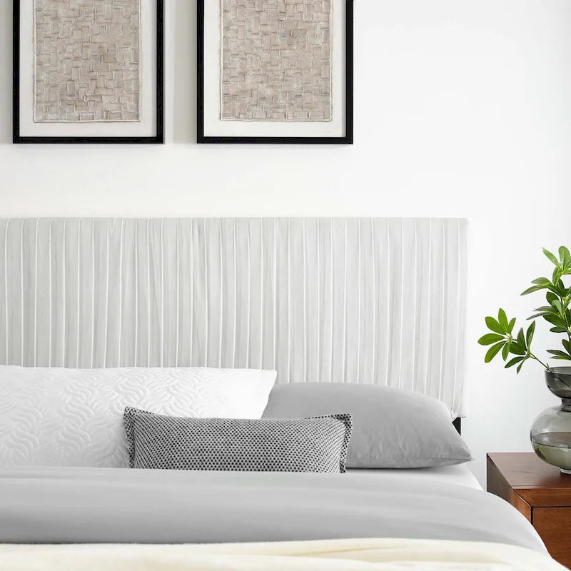 Testiera in velluto performante trapuntato a canali, per letto matrimoniale/queen size
