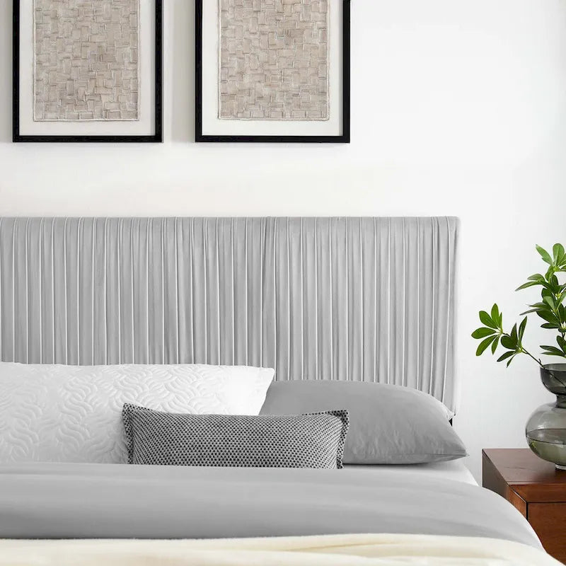 Testiera in velluto performante trapuntato a canali, per letto matrimoniale/queen size