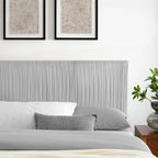 Testiera in velluto performante trapuntato a canali, per letto matrimoniale/queen size