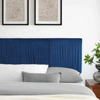 Testiera in velluto performante trapuntato a canali, per letto matrimoniale/queen size