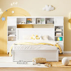Letto matrimoniale in legno con mobile contenitore integrato