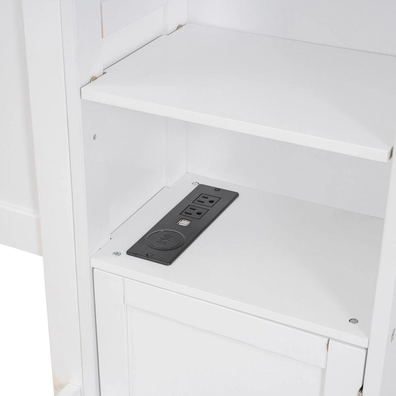 Letto matrimoniale in legno con mobile contenitore integrato