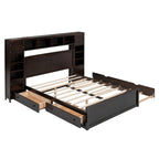 Letto matrimoniale in legno con mobile contenitore integrato