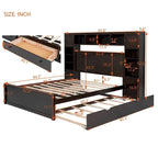 Letto matrimoniale in legno con mobile contenitore integrato