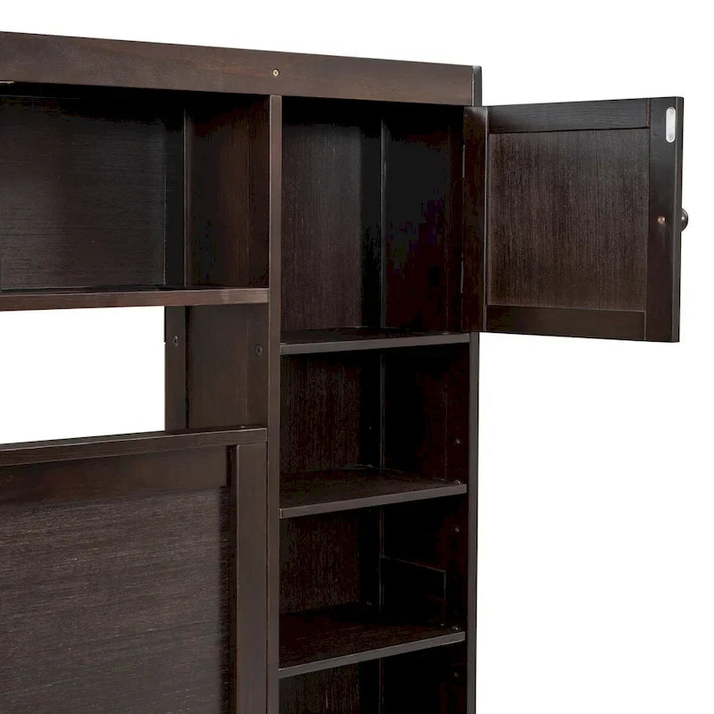 Letto matrimoniale in legno con mobile contenitore integrato