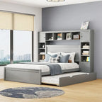 Letto matrimoniale in legno con mobile contenitore integrato