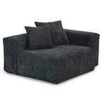 Divano moderno componibile a 3 posti con chaise longue e pouf, in velluto a coste, per soggiorno