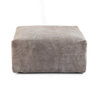 Divano moderno componibile a 3 posti con chaise longue e pouf, in velluto a coste, per soggiorno