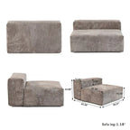 Divano moderno componibile a 3 posti con chaise longue e pouf, in velluto a coste, per soggiorno