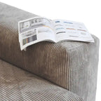 Divano moderno componibile a 3 posti con chaise longue e pouf, in velluto a coste, per soggiorno