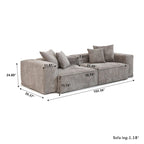 Divano moderno componibile a 3 posti con chaise longue e pouf, in velluto a coste, per soggiorno