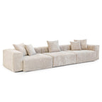 Divano moderno componibile a 3 posti con chaise longue e pouf, in velluto a coste, per soggiorno