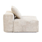 Divano moderno componibile a 3 posti con chaise longue e pouf, in velluto a coste, per soggiorno