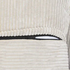 Divano moderno componibile a 3 posti con chaise longue e pouf, in velluto a coste, per soggiorno