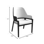 Sedia da pranzo in pelle con schienale aperto curvo e gambe in legno di gomma
