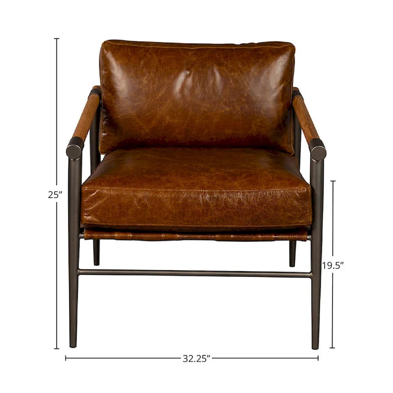 Poltroncina occasionale in pelle, color cioccolato