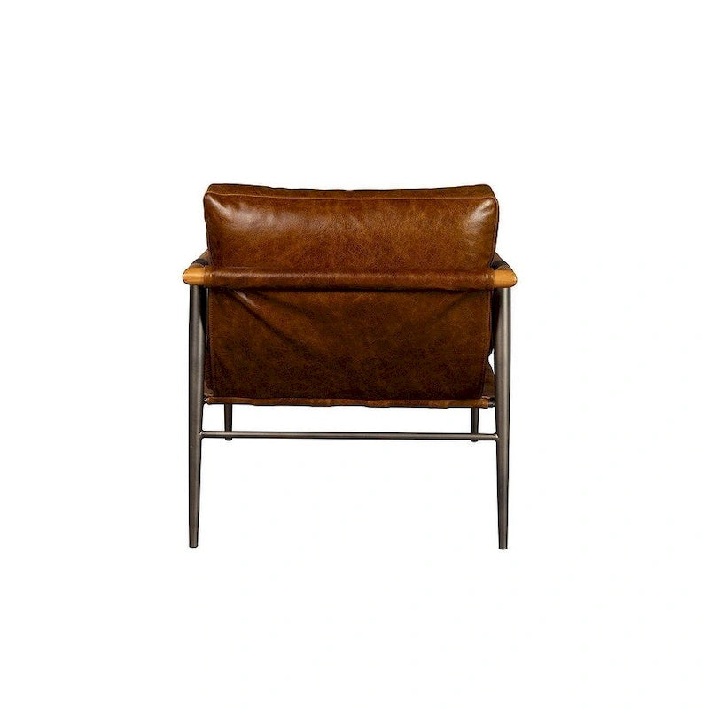 Poltroncina occasionale in pelle, color cioccolato