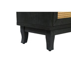 Mobile buffet credenza in rattan nero con pannelli artigianali a grana premium, 4 ante in rattan e ripiani regolabili
